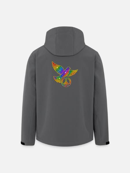 Regenbogen Friedenstaube mit Friedenszeichen - Recycelte Männer Softshell-Jacke von Stanley/Stella - Schwarz