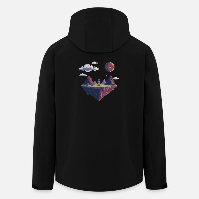 8-Bit Pixel Astronaut auf Schwebender Insel - Recycelte Männer Softshell-Jacke von Stanley/Stella - Schwarz