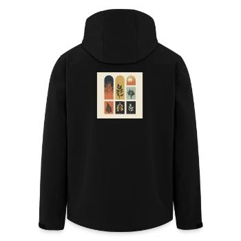 Herbst-Botanicals-Gitter - Recycelte Männer Softshell-Jacke von Stanley/Stella - Schwarz - Hinten - AI Model Male 185 light (185cm)
