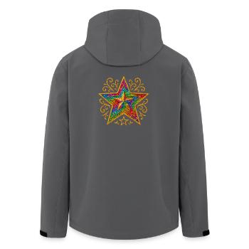 Stern | Regenbogenstern mit Goldornament - Recycelte Männer Softshell-Jacke von Stanley/Stella - Anthrazit - Hinten - AI Model Male 185 light (185cm)