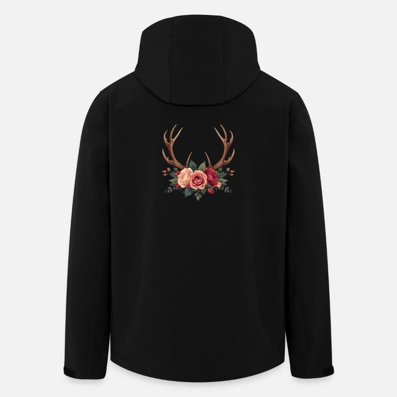 Deer Antlers & Roses - Boho Nature Design - Men’s Recycled Softshell Jacket by Stanley/Stella - black
