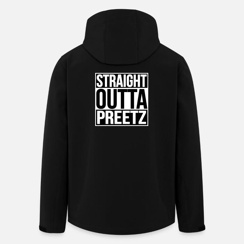 STRAIGHT OUTTA PREETZ - Men’s Recycled Softshell Jacket by Stanley/Stella - black