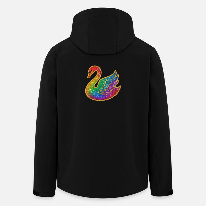 Rainbow Glitter Swan - Men’s Recycled Softshell Jacket by Stanley/Stella - black