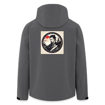 Samurai in circle frame sunset - Men’s Recycled Softshell Jacket by Stanley/Stella - anthracite - Back - AI Model Male 185 light (185cm)