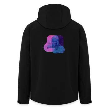Abstrakte Tech-Schichten – Digitale Kunst in Blau und Pink - Recycelte Männer Softshell-Jacke von Stanley/Stella - Schwarz - Hinten - AI Model Male 185 light (185cm)