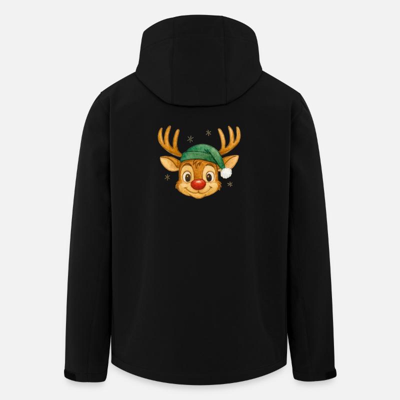 Renne avec chapeau de Père Noël - Veste softshell homme en polyester recyclé Stanley/Stella - noir