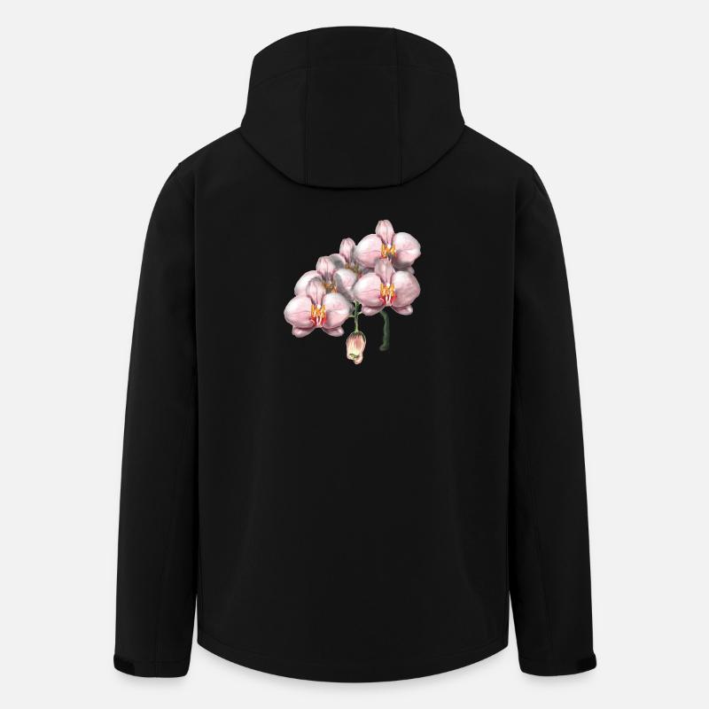 Illustration de fleurs d’orchidée rose - Veste softshell homme en polyester recyclé Stanley/Stella - noir