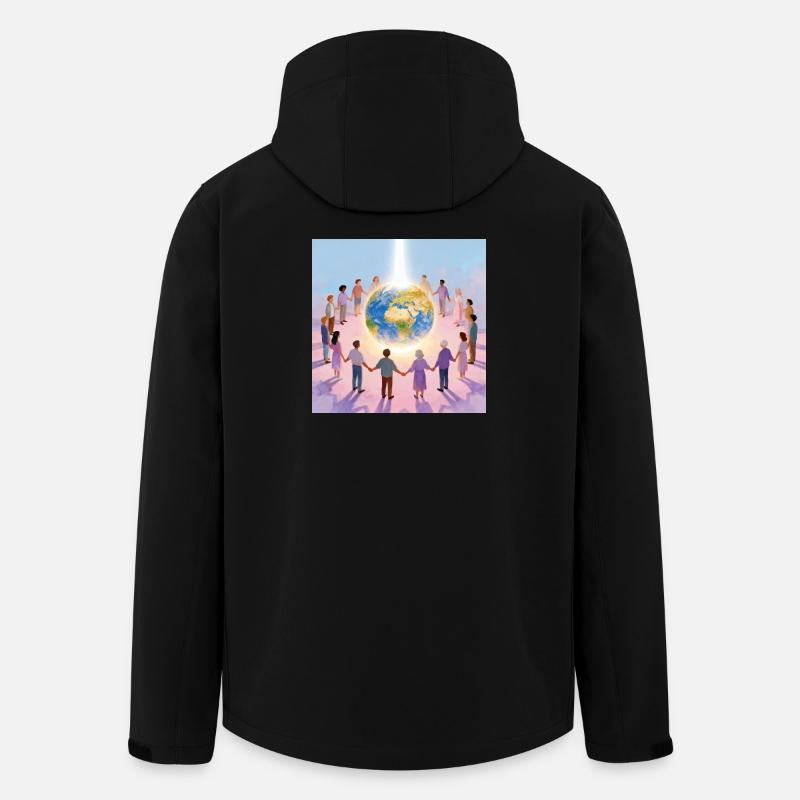 Erde umringt von Gemeinschaft - Recycelte Männer Softshell-Jacke von Stanley/Stella - Schwarz