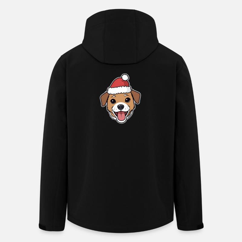 Christmas Dog Cartoon with Hat - Men’s Recycled Softshell Jacket by Stanley/Stella - black