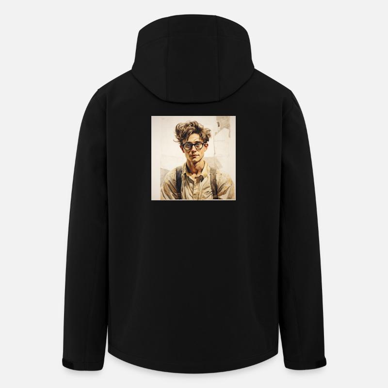 Casual Learner Portrait with Glasses - Men’s Recycled Softshell Jacket by Stanley/Stella - black