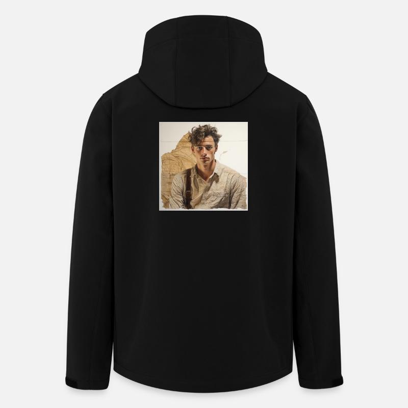 Beiges Porträt mit Lederbändern - Recycelte Männer Softshell-Jacke von Stanley/Stella - Schwarz