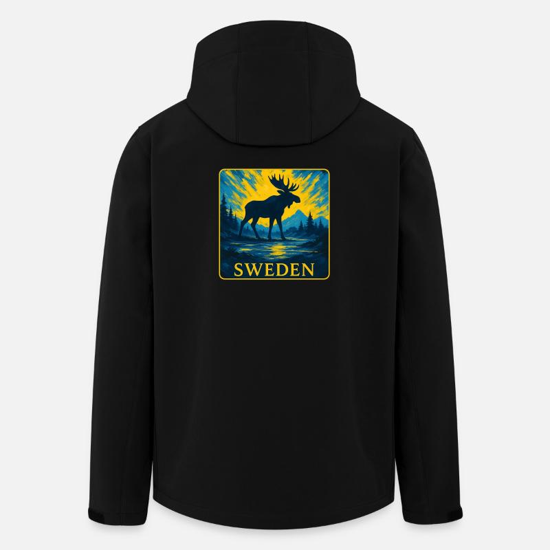 Sweden Moose Silhouette Design - Men’s Recycled Softshell Jacket by Stanley/Stella - black