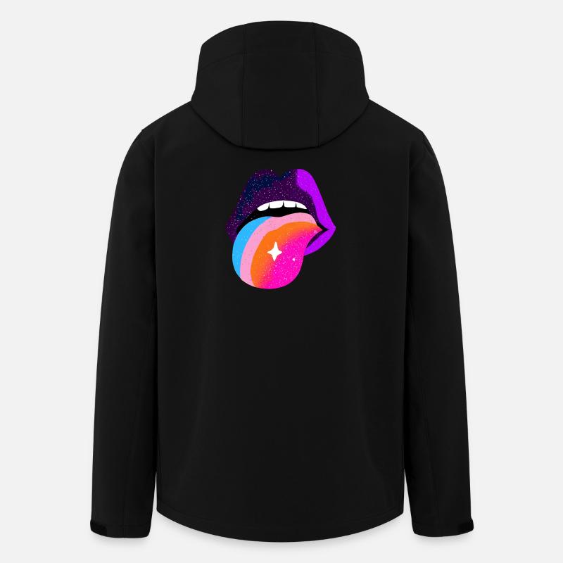 Kosmischer Regenbogen Zungenlippen - Recycelte Männer Softshell-Jacke von Stanley/Stella - Schwarz