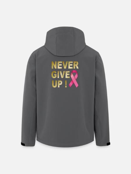 Never Give Up Pink Ribbon - Men’s Recycled Softshell Jacket by Stanley/Stella - black
