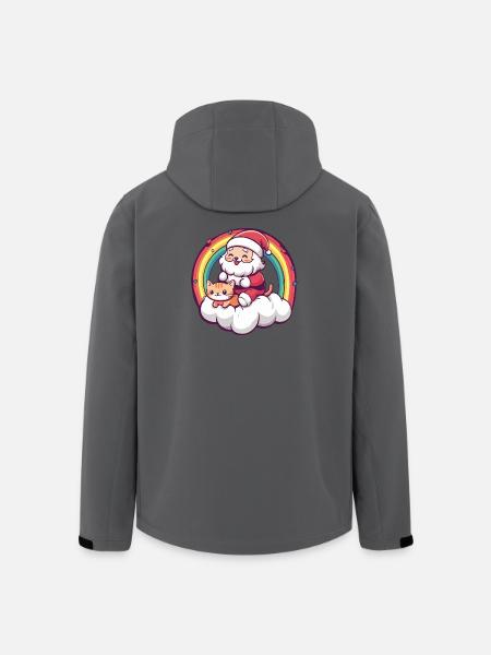 Cat Santa Claus Christmas - Men’s Recycled Softshell Jacket by Stanley/Stella - black