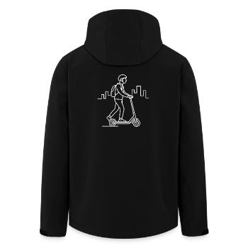 Croquis du conducteur d’un scooter électrique – Design urbain - Veste softshell homme en polyester recyclé Stanley/Stella - noir - Dos - AI Model Male 185 light (185cm)