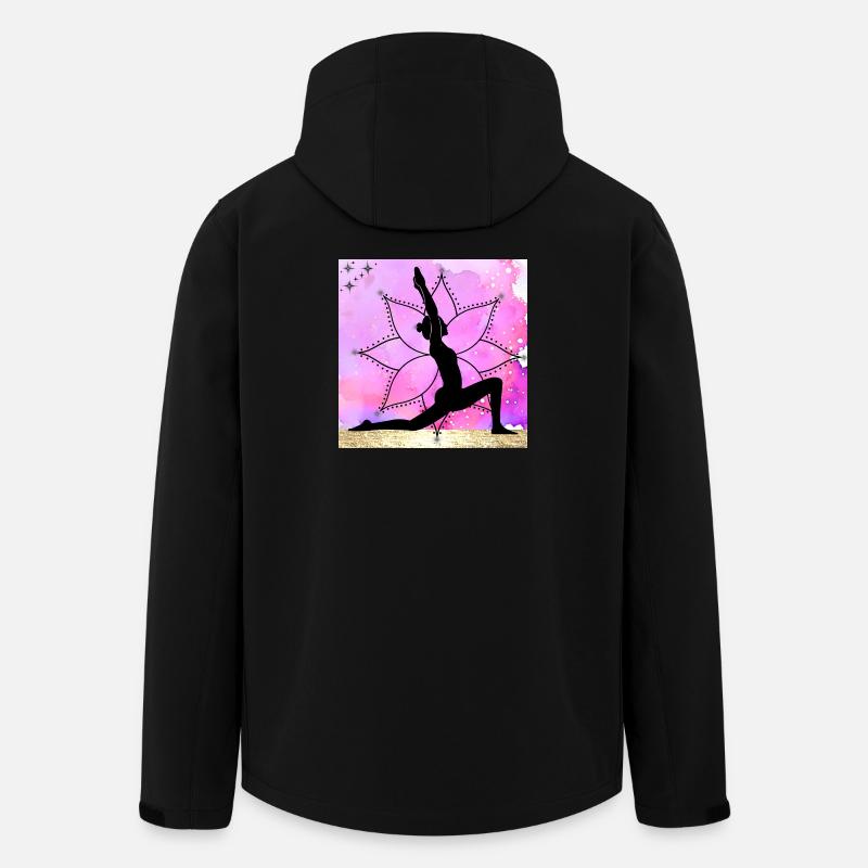 Yoga-Silhouette auf Mandala - Recycelte Männer Softshell-Jacke von Stanley/Stella - Schwarz