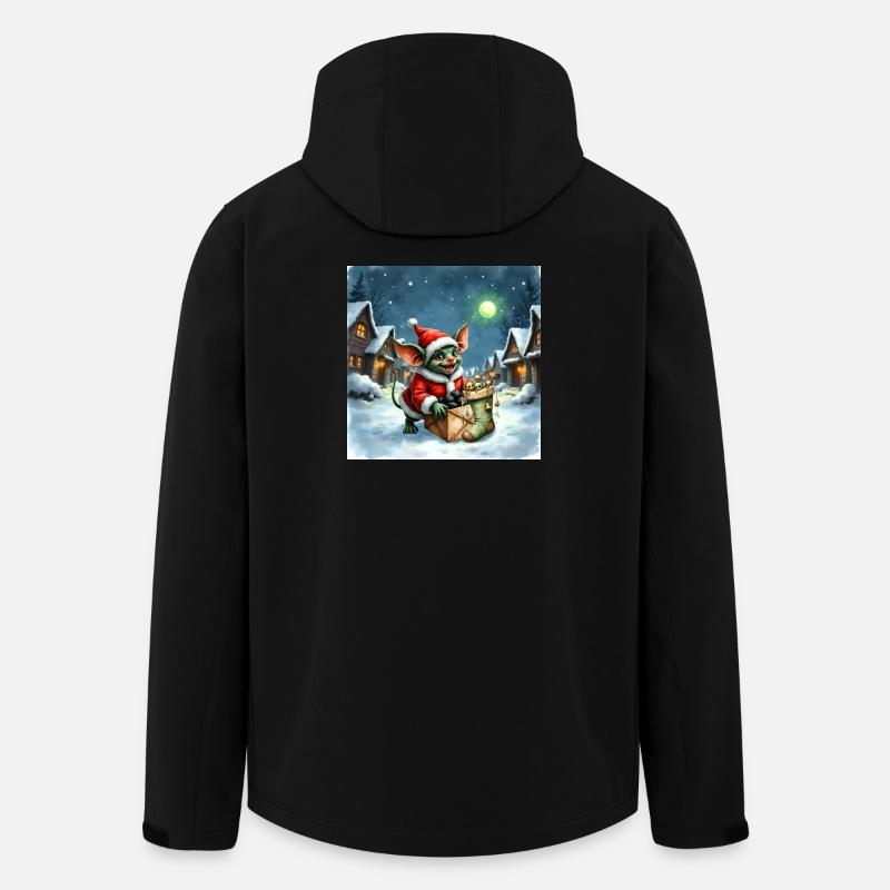 Weihnachtself schiebt verschneites Geschenk - Recycelte Männer Softshell-Jacke von Stanley/Stella - Schwarz
