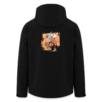 Skater Imp on Orange Graffiti - Men’s Recycled Softshell Jacket by Stanley/Stella - black - Back - AI Model Male 185 light (185cm)