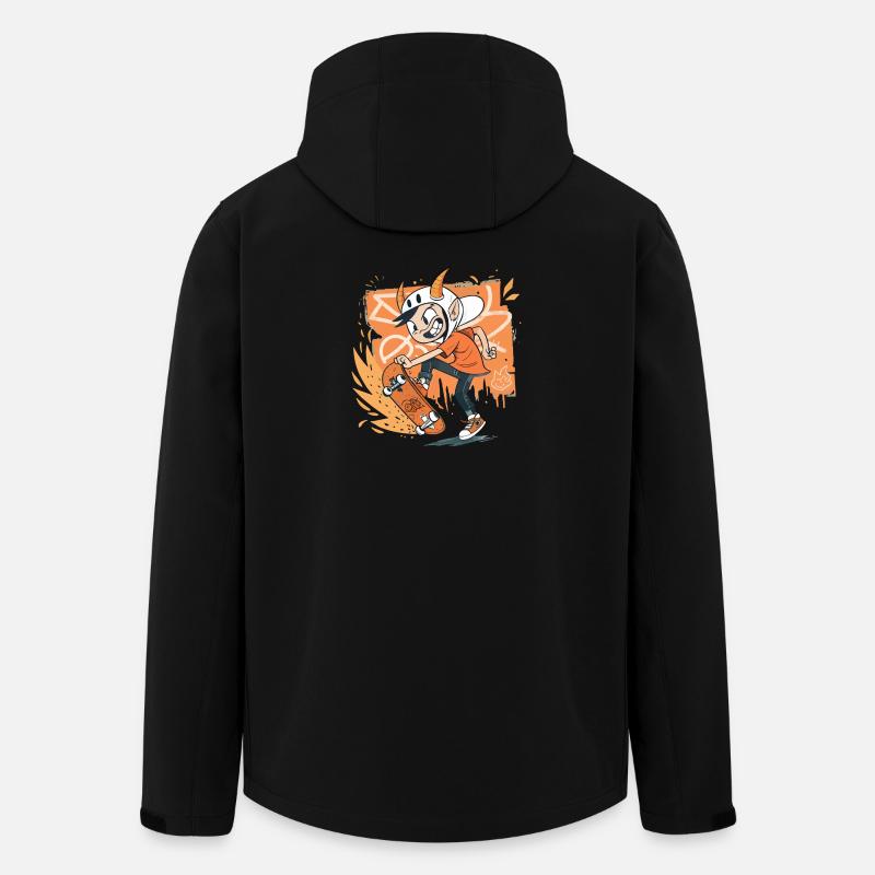 Skater Imp on Orange Graffiti - Men’s Recycled Softshell Jacket by Stanley/Stella - black