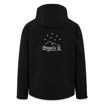 Kanu Camping unter dem Sternenhimmel - Recycelte Männer Softshell-Jacke von Stanley/Stella - Schwarz - Hinten - AI Model Male 185 light (185cm)