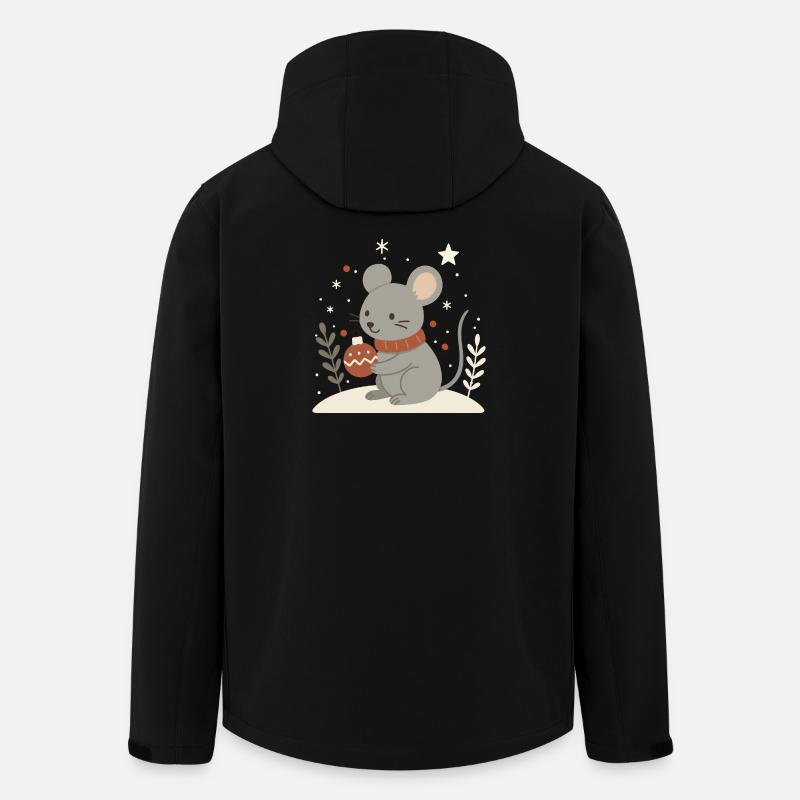 Winterliche Maus mit Weihnachtskugel – Tiermotiv - Recycelte Männer Softshell-Jacke von Stanley/Stella - Schwarz