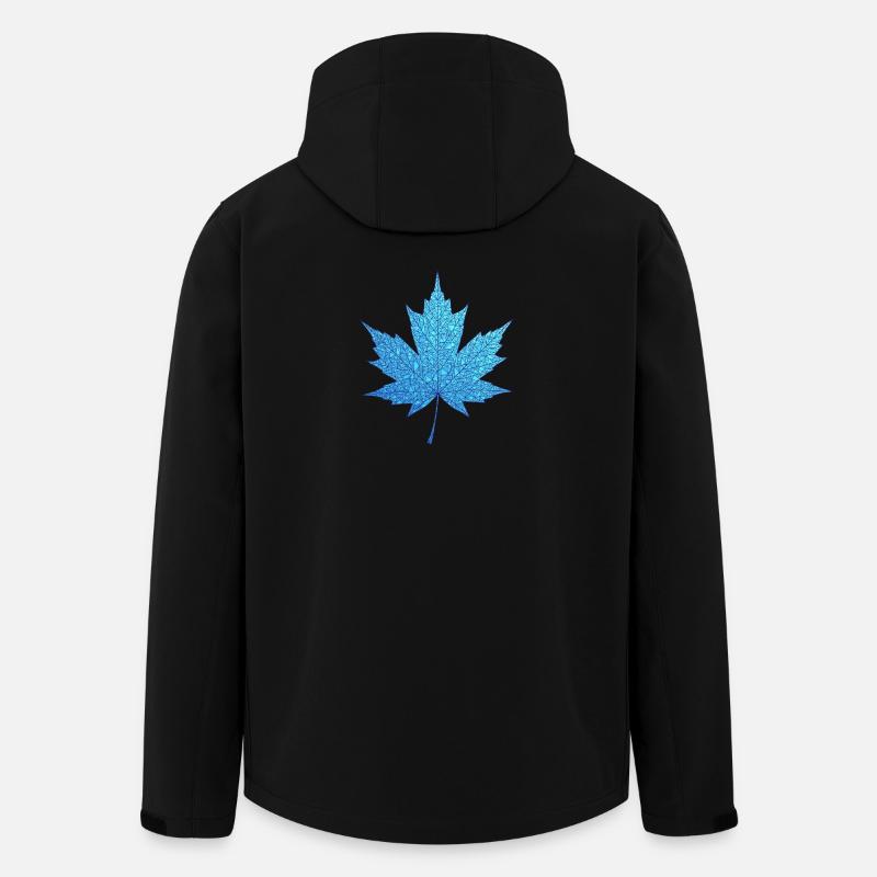 Geometric Blue Maple Leaf Print - Men’s Recycled Softshell Jacket by Stanley/Stella - black