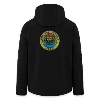 65. Geburtstag Sauvage, libre et indompté depuis 12/1960 - Veste softshell homme en polyester recyclé Stanley/Stella - noir - Dos - AI Model Male 185 light (185cm)