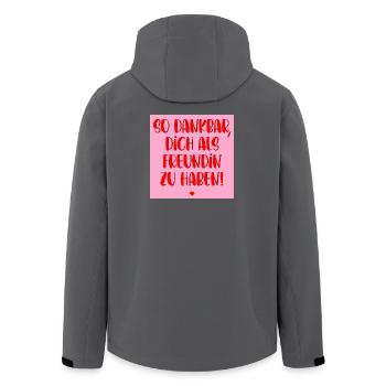 DANKBAR FREUNDSCHAFT HERZ - Recycelte Männer Softshell-Jacke von Stanley/Stella - Anthrazit - Hinten - AI Model Male 185 light (185cm)