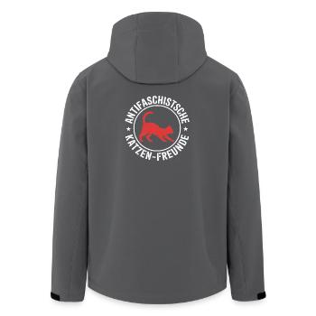 Antifascist Cat Friends - Against the Right - Men’s Recycled Softshell Jacket by Stanley/Stella - anthracite - Back - AI Model Male 185 light (185cm)