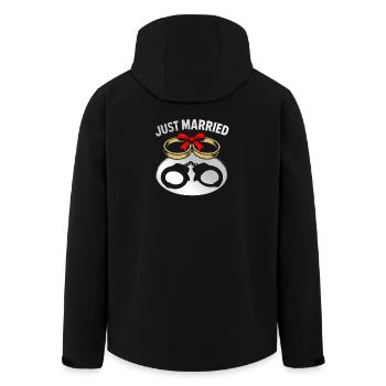 Just Married Funny Newlywed Bachelor Bachelorette - Men’s Recycled Softshell Jacket by Stanley/Stella - black - Back - AI Model Male 185 light (185cm)