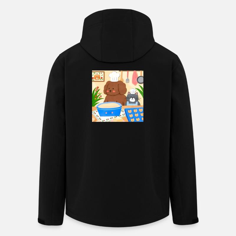 Illustration de boulanger mignon - Veste softshell homme en polyester recyclé Stanley/Stella - noir