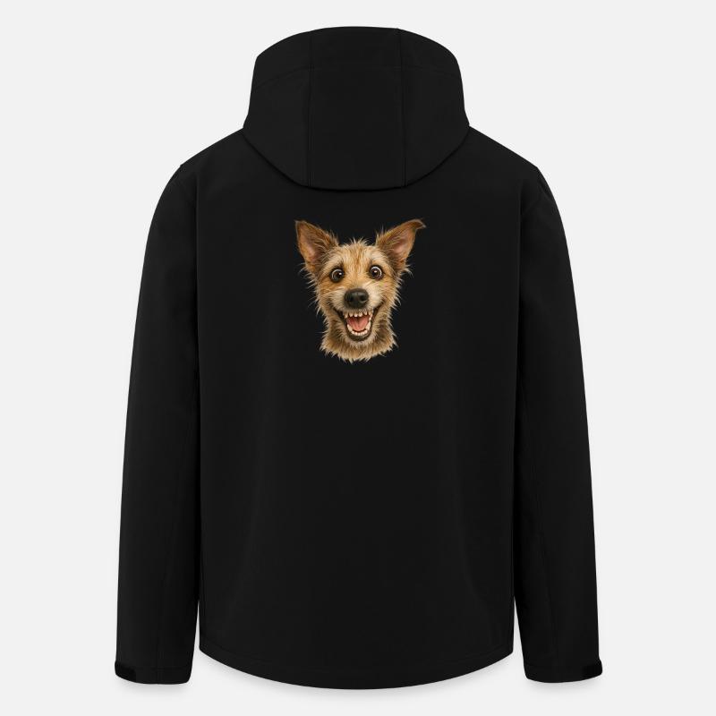 Wahnsinnig fröhlicher Hundekopf - Recycelte Männer Softshell-Jacke von Stanley/Stella - Schwarz