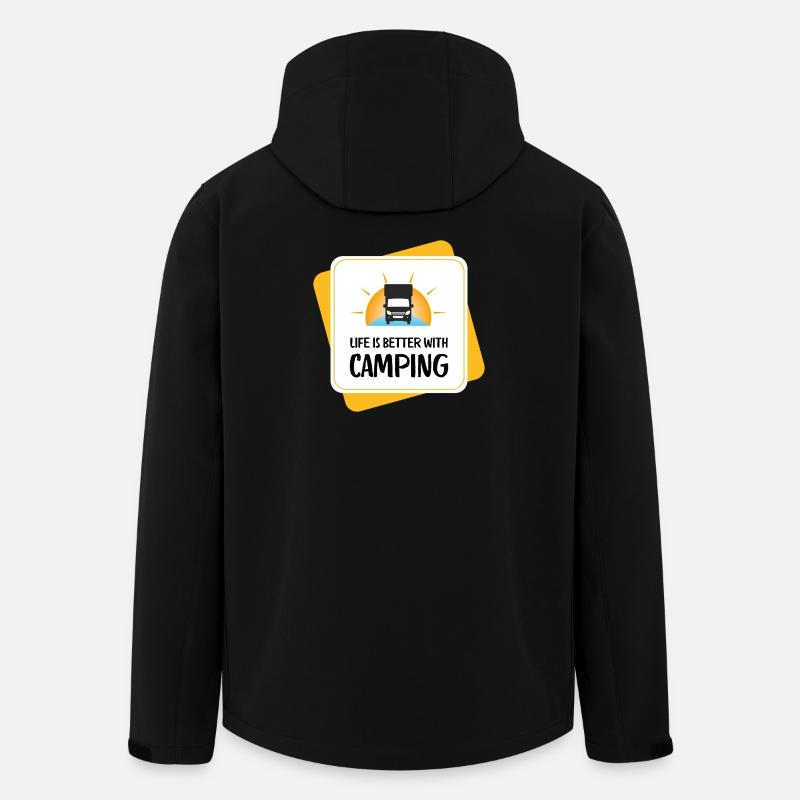 Life Is Better with Camping – Design - Recycelte Männer Softshell-Jacke von Stanley/Stella - Schwarz