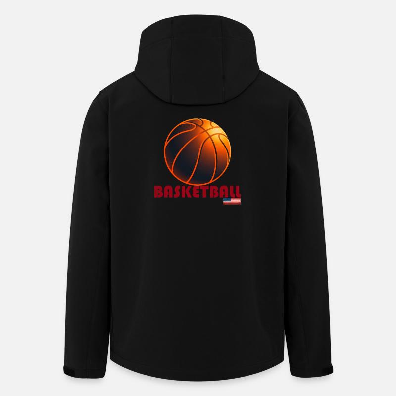 Ballon Basket Orange Amérique - Veste softshell homme en polyester recyclé Stanley/Stella - noir
