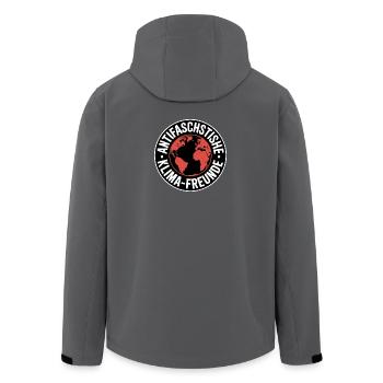 Amis antifascistes du climat - Contre la droite - Veste softshell homme en polyester recyclé Stanley/Stella - charbon - Dos - AI Model Male 185 light (185cm)