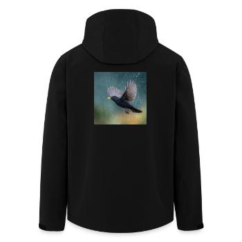 Merle noir sous la pluie Grive noire sous la pluie printanière - Veste softshell homme en polyester recyclé Stanley/Stella - noir - Dos - AI Model Male 185 light (185cm)
