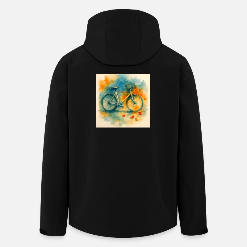 Aquarell, Fahrrad in Farbexplosion - Recycelte Männer Softshell-Jacke von Stanley/Stella - Schwarz