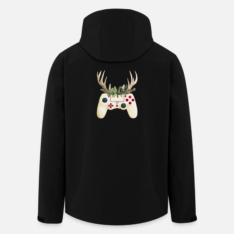 Weihnachtscontroller mit Hirschgeweih - Recycelte Männer Softshell-Jacke von Stanley/Stella - Schwarz