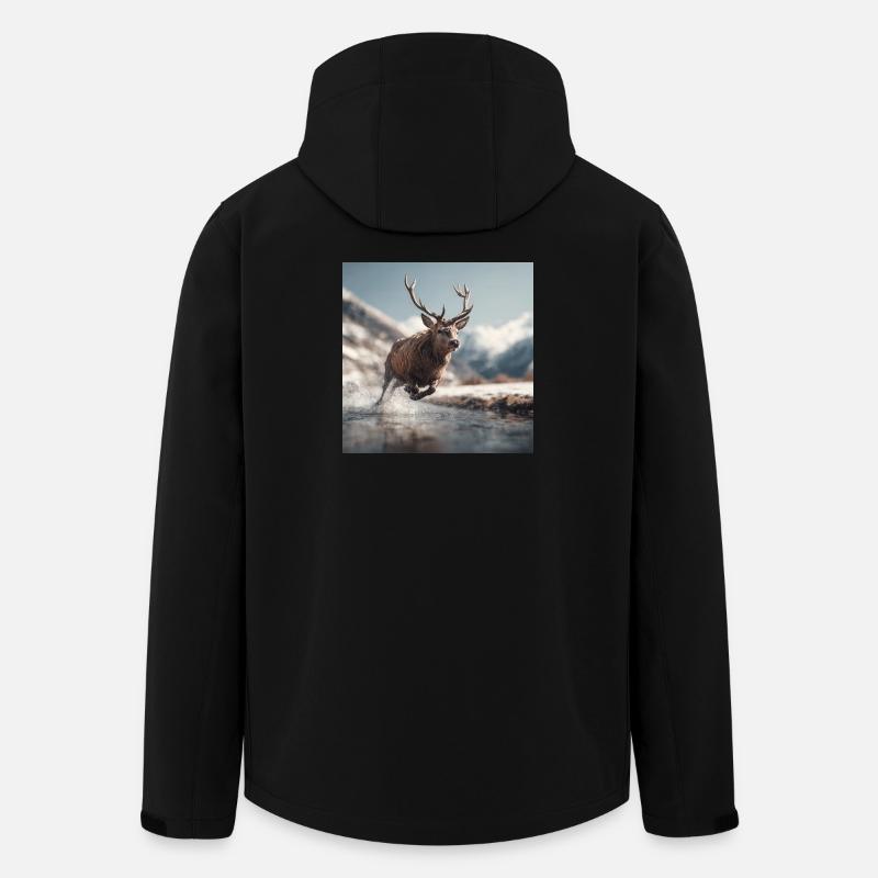 Springender Hirsch in den Alpen - Recycelte Männer Softshell-Jacke von Stanley/Stella - Schwarz
