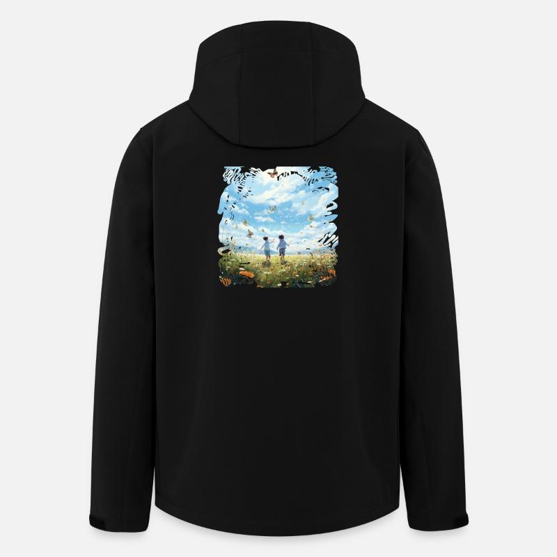 Unbeschwerte Kinderfreunde im Schmetterlingsflug - Recycelte Männer Softshell-Jacke von Stanley/Stella - Schwarz