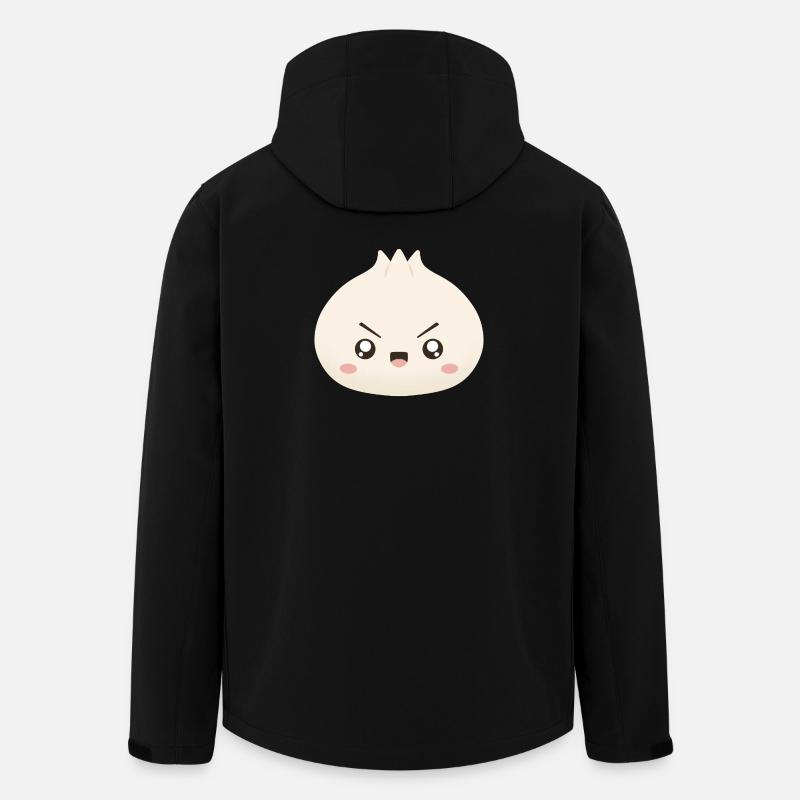 Mascotte mignonne de Grumpy Dumpling - Veste softshell homme en polyester recyclé Stanley/Stella - noir
