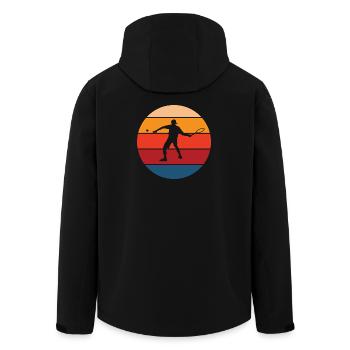 Tennis - Men’s Recycled Softshell Jacket by Stanley/Stella - black - Back - AI Model Male 185 light (185cm)
