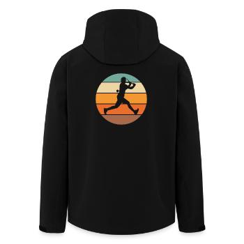 Tennis - Men’s Recycled Softshell Jacket by Stanley/Stella - black - Back - AI Model Male 185 light (185cm)