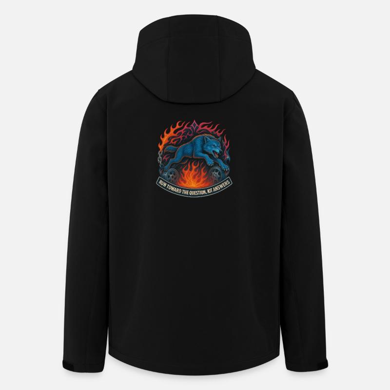 Blauer Wolf im Flammenkreis - Recycelte Männer Softshell-Jacke von Stanley/Stella - Schwarz