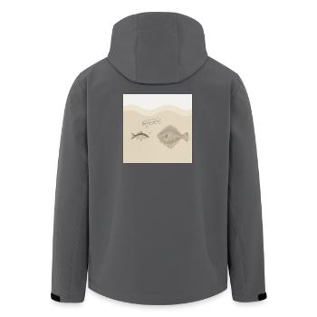 Da biste platt, nä – Lustiges Fisch Design - Veste softshell homme en polyester recyclé Stanley/Stella - charbon - Dos - AI Model Male 185 light (185cm)