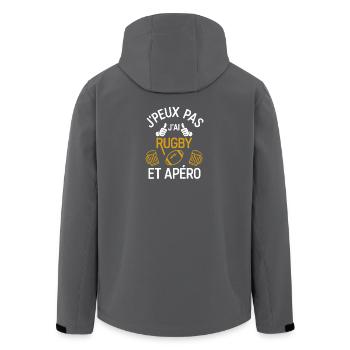 J'peux pas j'ai Rugby et Apéro - Veste softshell homme en polyester recyclé Stanley/Stella - charbon - Dos - AI Model Male 185 light (185cm)