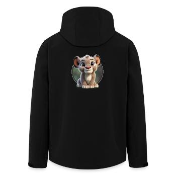 Cute Baby Lion Cub Cartoon - Men’s Recycled Softshell Jacket by Stanley/Stella - black - Back - AI Model Male 185 light (185cm)