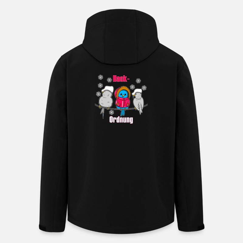 Wintervögel Cartoon – Lustige Hackordnung - Recycelte Männer Softshell-Jacke von Stanley/Stella - Schwarz