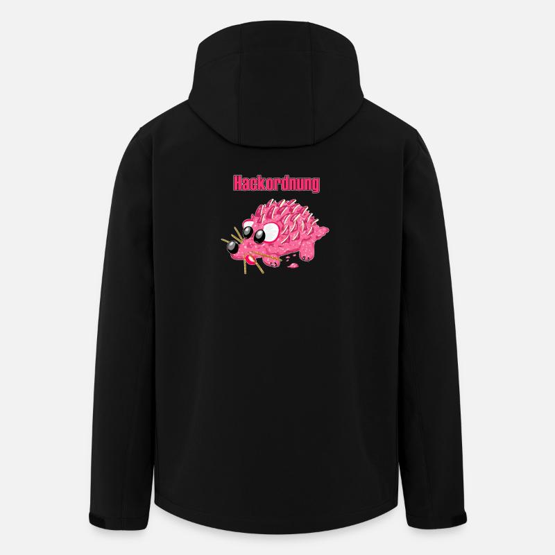 Mettigel Cartoon – Lustige Hackordnung   - Recycelte Männer Softshell-Jacke von Stanley/Stella - Schwarz